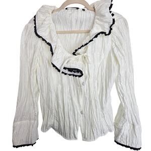 Samuel Dong Womens Victorian Wired Ruffle Collar Sz S Steampunk Crinkle Romantic